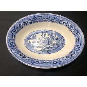 Oval Homer Laughlin Blue Willow Serving Bowl, 9 1/4” By 6 3/4”, VG Condition